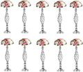 LANLONG 10pcs Metal Silver Candle Holders Road Lead Table Centerpiece Stand Pillar Candlestick for Wedding Candelabra Flowers Vases