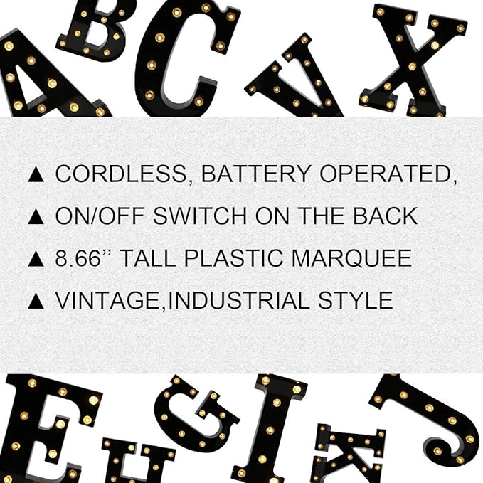 OYCBUZO Light Up Black Alphabet Marquee Letters Sign LED Marquee Number Lights Sign for Night Light Home Bar Christmas Lamp Birthday Party Wedding Decoration F
