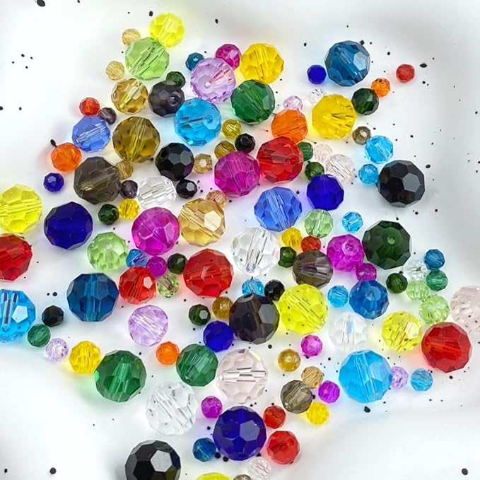 400 PCS 4mm Crystal Glass Beads Round Multiple Faceted Loose Spacer Glass Beads for DIY Handcrafte Bracelet Necklace Earring Jewelry Making(Pink)