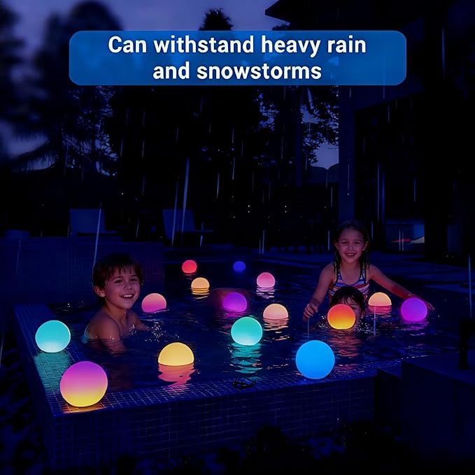 LOFTEK LED Ball Light, Multi-Color Rechargeable Night Lights, 3-inch RGB Ball Mood Lighting, Waterproof Ambient Lighting Lamp for Home Bedroom Patio Pool Decorative Lighting, 4 Pack