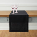 Solino Home Black Table Runner 36 Inches - Cotton Linen Hemstitch Coffee Table Runner 14 x 36 Inch Ideal for Dresser Tables - Fall, Autumn, Halloween, Thanksgiving, Holiday