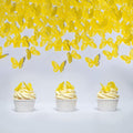 Edible Flowers -Edible leaves -Edible butterflies Wafer Paper Cake Cupcake Toppers for Decorating Rice Paper Food Decorations for Baking Girl Birthday Party (Yellow butterflies60)