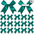 50 Pieces Gift Wrap Bows Premium Satin Ribbon Bows 3.3 Inch Craft Bows for Gift Wrapping DIY Treat Bags Holiday Gifts Bag Party Decorations, Wedding Decor Christmas Birthday Presents (Dark Green)
