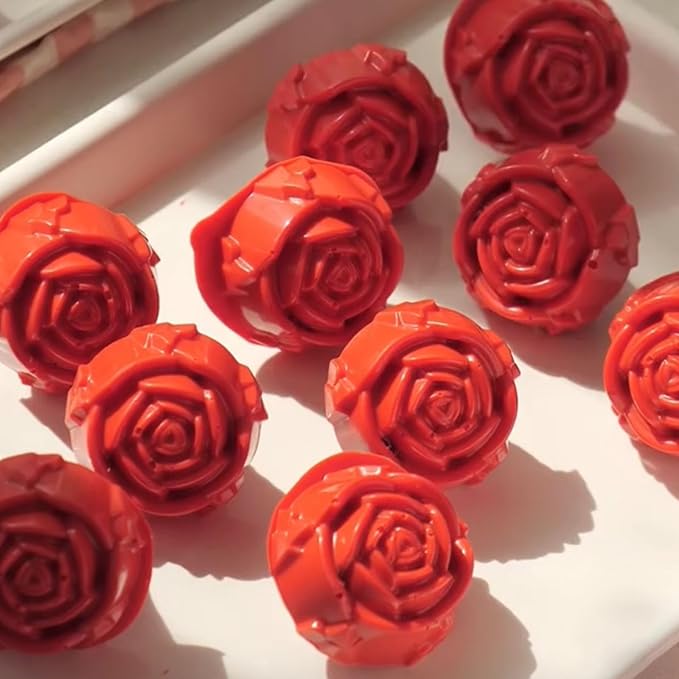 Rose Silicone Molds 45-Cavity Rose Fondant Mold Flower Cake Resin Mold Candy Chocolate Ice Cube Fondant Molds Kitchen Baking Tools for Sugarcraft Cake Decorating