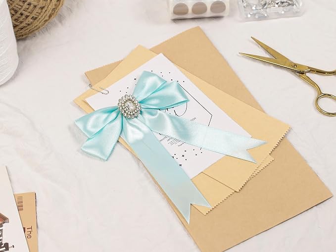 Light Blue Satin Ribbon 1 inch X Continuous 50 Yards, Single Face Polyester Ribbon Perfect for Gift Wrapping, Flower Bouquet, Wedding Decor, Crafts, Bow Making, Sewing and More