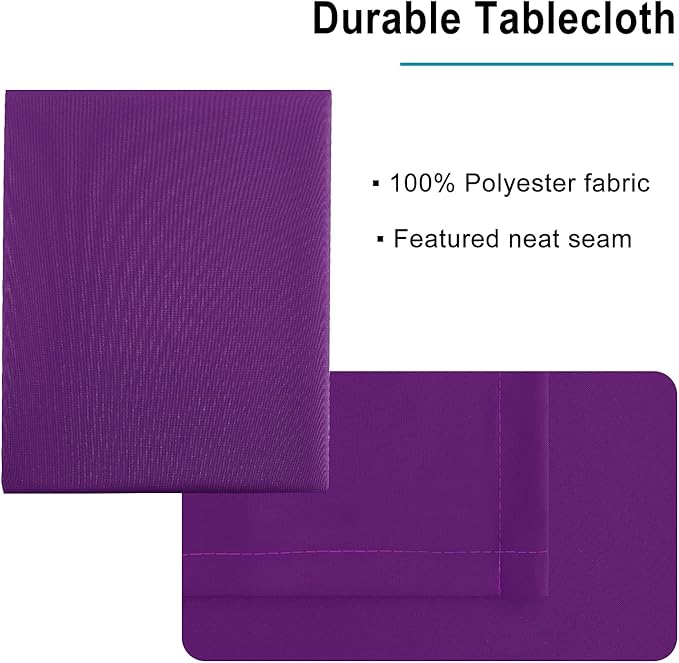 Hiasan Royal Purple Tablecloth for Rectangle Tables - Waterproof and Spillproof Washable Fabric Table Cloth for Dining Room Kitchen Party, 52 x 70 Inch