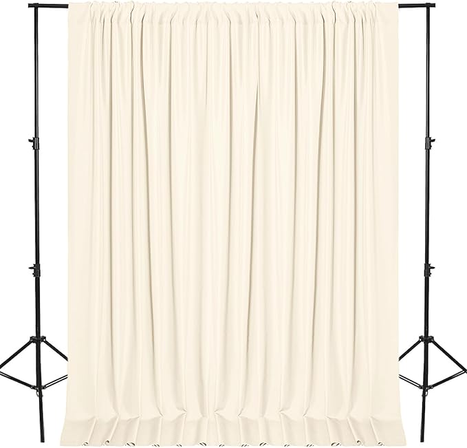 DWCN 10x10 FT Backdrop Curtains for Parties, Photography Backdrop Drapes with Rod Pockets for Wedding Decorations Stage Birthday Family Gatherings, 2 Panels 5ft x 10ft, Champagne