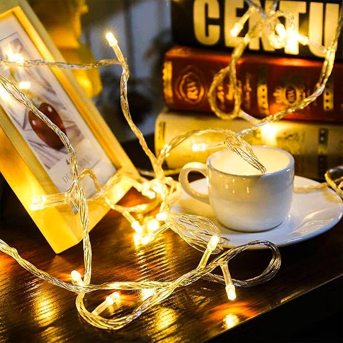 33ft 100 LED Plug in Connectable Fairy String Lights, 8 Mode Decorative Lights for Home, Bed Room, Classroom Wall Ceiling Tree Hanging Indoor Outdoor Easter Christmas Decor, Warm White