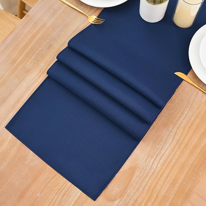 2 Pack Navy Blue Small Short Table Runner 12 x 48 Inch Solid Color Runners Coffee Table Dresser for Daily Party Home Decoration