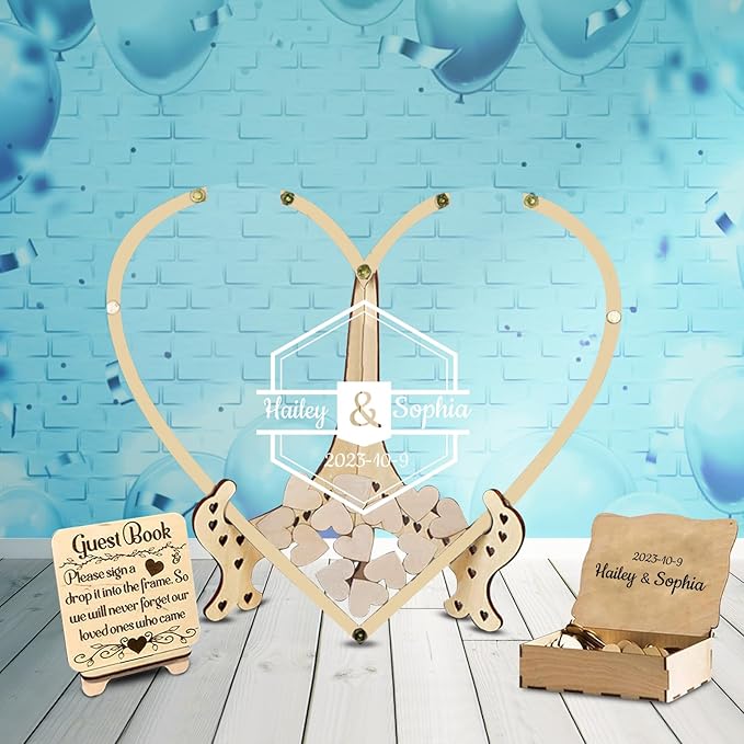 Personalized Wedding Guest Book Alternative Custom Name & Date Guestbook Sign Customized Guest Book Drop Box Decor for Wedding Anniversary Party Birthday(Style 10)