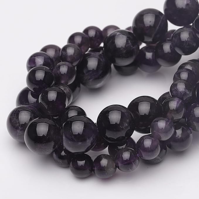 8mm Natural Crystal Beads for Jewelry Making,Amethyst Polished Smooth Round Gemstone Beads for Bracelet Necklace 15 Inch