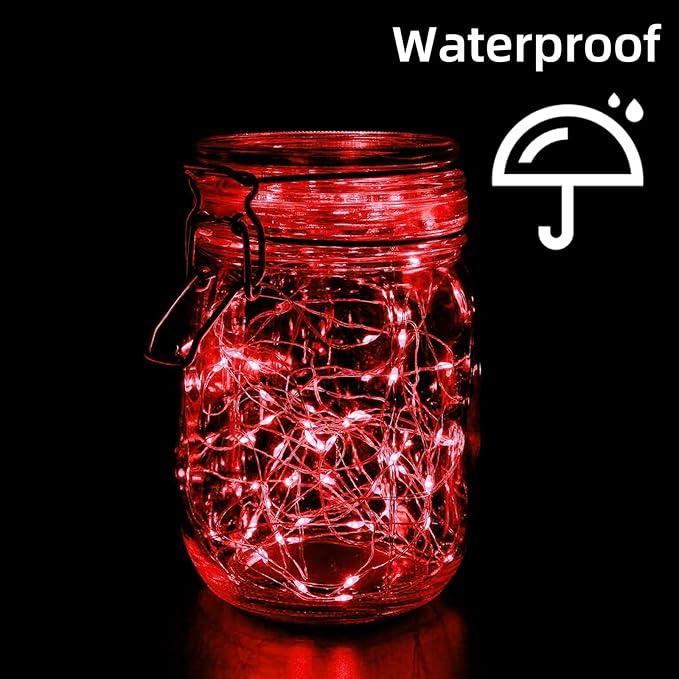 LAMPHOME 20 Pack Fairy Lights Battery Operated String Lights, 20 LED on 6.6FT Silvery Copper Wire, Firefly Fairy String Lights for Wedding Party Mason Jar Christmas Decorations Bedroom Decor(Red)