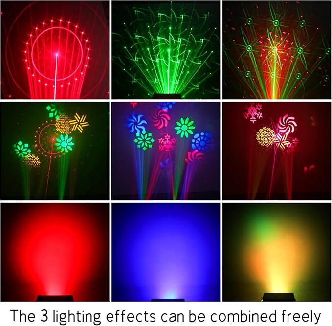 LED Patterns Stage Ligths, Party Lights Dj Disco Lights with Remote & DMX Controlled, Sound Activated Strobe Patterns for Party or Event, Game Dances, Karaoke Light (8.7"x6.3"x7.5")