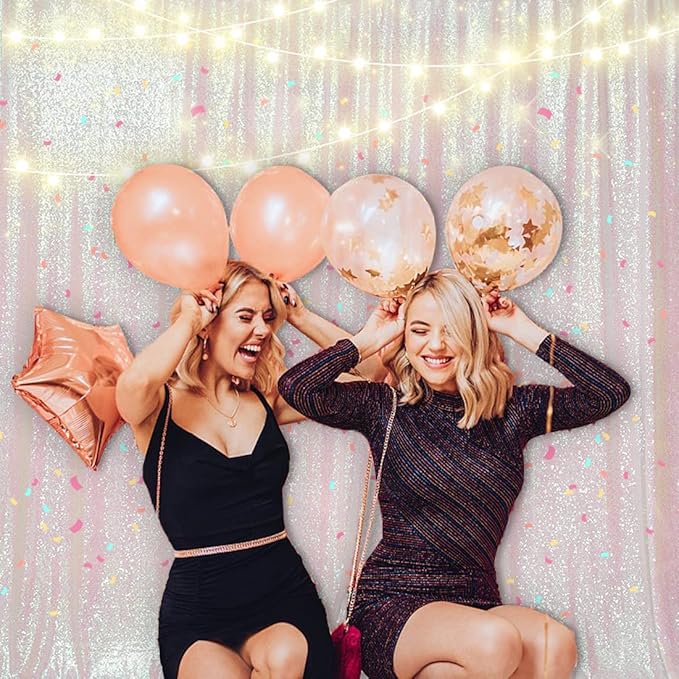 PartyDelight Iridescent 10FTx10FT Sequin Backdrop Photography and Photo Booth