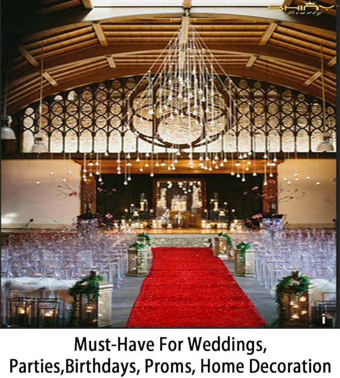 ShinyBeauty Red Sparkle Wedding Aisle Runner, 4x20ft Glitter Carpet for Church, Indoor/Outdoor Events & Bridal Shower Decor