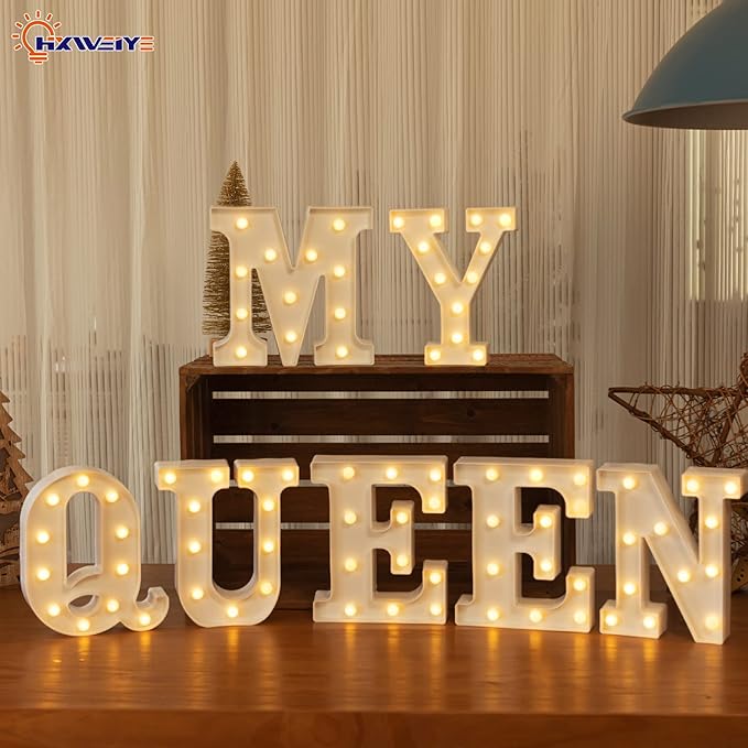 HXWEIYE LED Marquee Letters Lights Sign-U, Led Letters Lights 26 Alphabet, Light Up Number 0-9 Letters Sign for Party Home Birthday Anniversary Battery Powered Lighted Letters(Warm White)