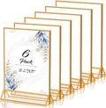 Acrylic Sign Holder 8.5X11 Gold Picture Frame Double Sided Acrylic Frame Plastic Sign Holder Display Stand for Wedding Table Numbers Menu Holder (6 Pack)