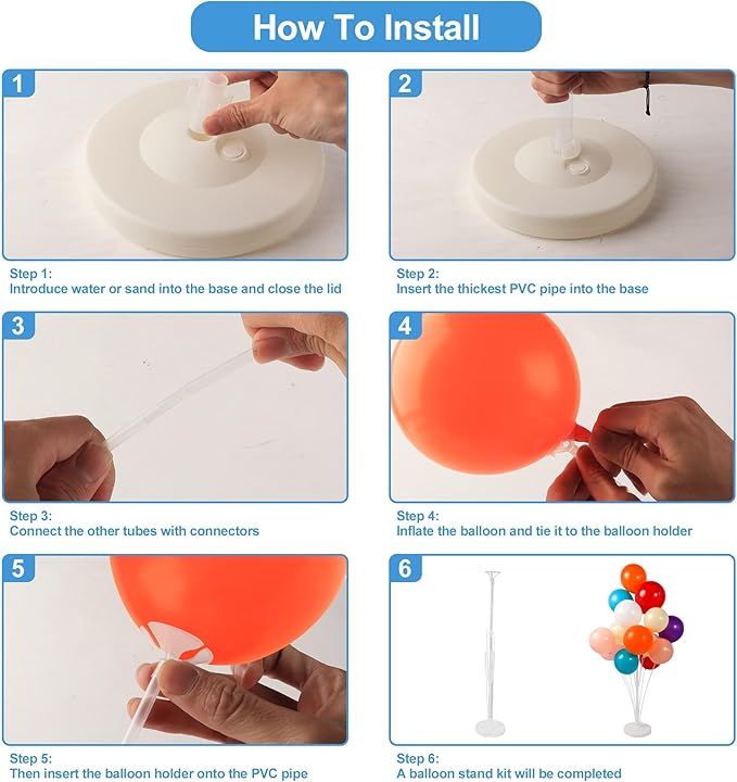 2 Sets 62in Balloon Stand Kit, Balloon Holder on Floor and Table, Balloon Sticker Party Decoration for Wedding Birthday Graduation Baby Shower