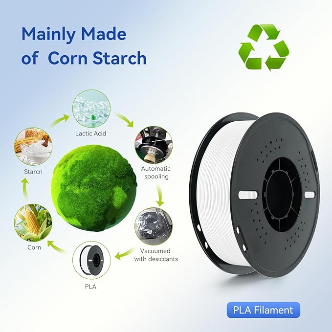 Kingroon 4KG White PLA Filament 1.75mm 3D Printer Filament Pla Filament Dimensional Accuracy +/- 0.02mm, Fit Most FDM Printer, 1KG X 4 Spools