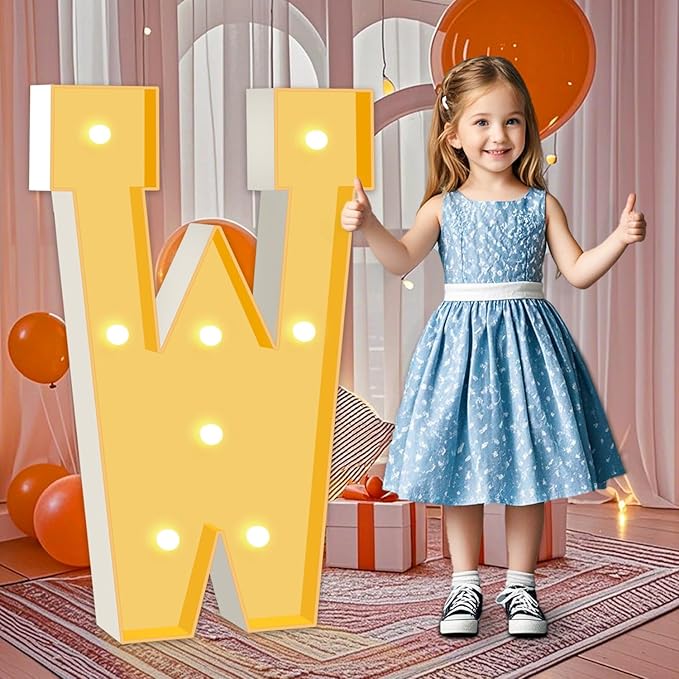 3FT Marquee Letters, Warm Light Marquee Light Up Letters W, Large Light Up Letter for Birthday Anniversary Wedding Engagement Decorations, Big Letter Signs for Party Decor