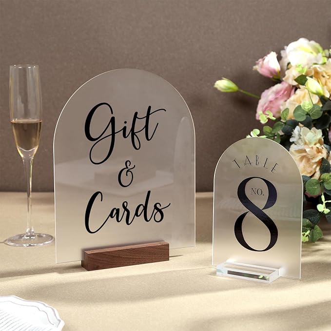 UNIQOOO 20 Pcs Acrylic 5x7 Frosted Arch Table Sign for Wedding, 1/8 In Thick, DIY Blank Arch Sign Sheet Perfect for Decoration, Party,Anniversary, Event, Base NOT Included