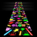 Haull 118 x 39 Inch Neon Light up Dance Floor Glow in The Dark Runner UV Reactive Blacklight Floor Aisle Runner Decor Wall Props for 80s 90s Neon Birthday Party Decorations(Let's Glow)
