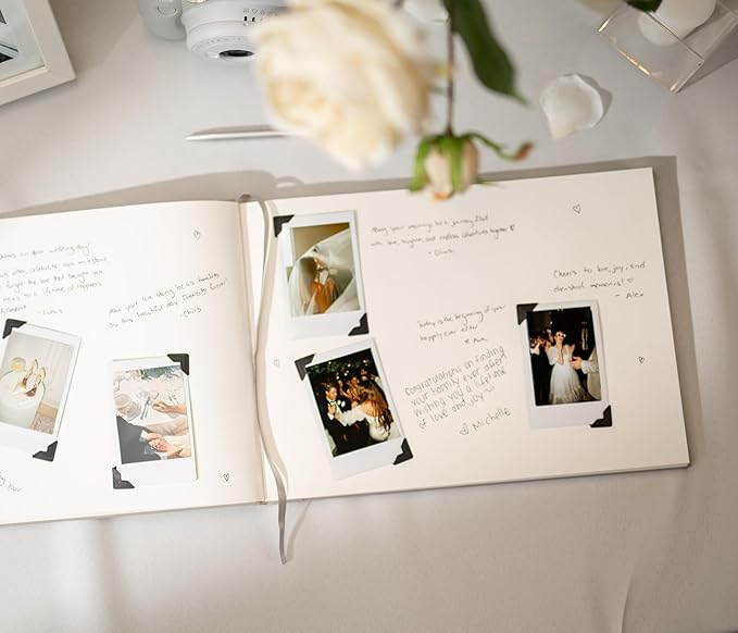 MUUJEE Personalized Guestbook in Sage - Premium Custom Modern Guest Book for Wedding Reception, Birthday Party or Events w/Bookmark Blank Pages for Signing 11.5 x 8.5 inches