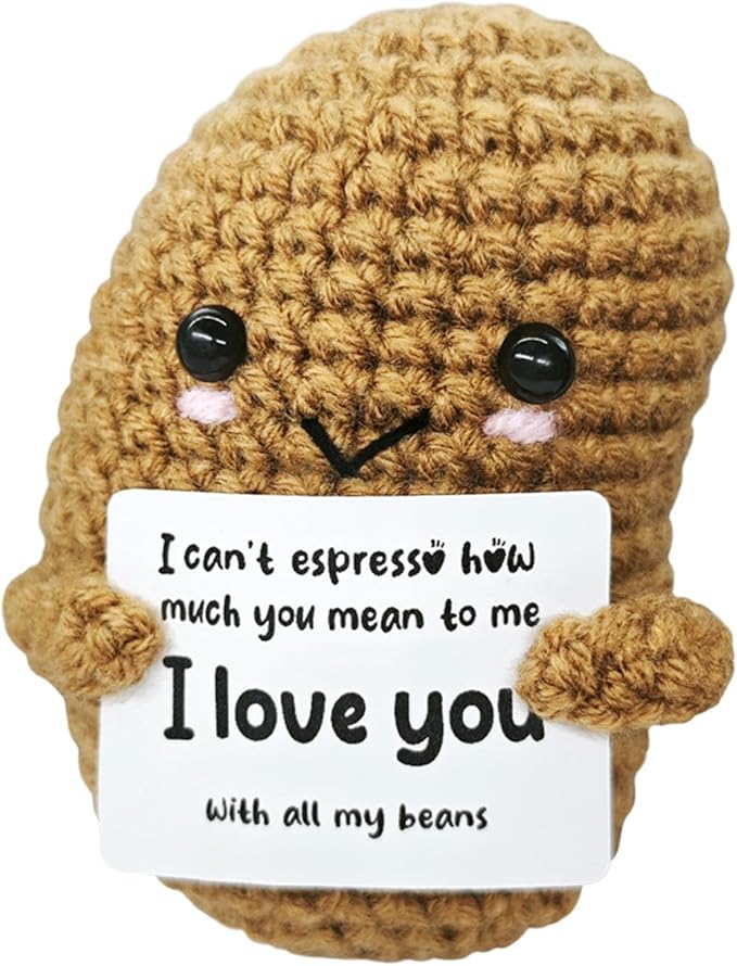 Handmade Crochet Beans-Charming Gift for Coffee Lovers!Barista Birthday Present,Cozy Emotional Support Gift,Custom Crochet Doll for Men & Women Who Adore Coffee
