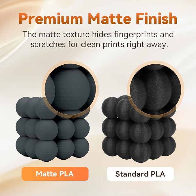 FLASHFORGE PLA Filament 1.75mm +/- 0.02mm, Matte Grey 3D Printer Filament 1kg (2.2lbs) Spool, Excellent Printing Performance, Easy to Use for Most FDM 3D Printers
