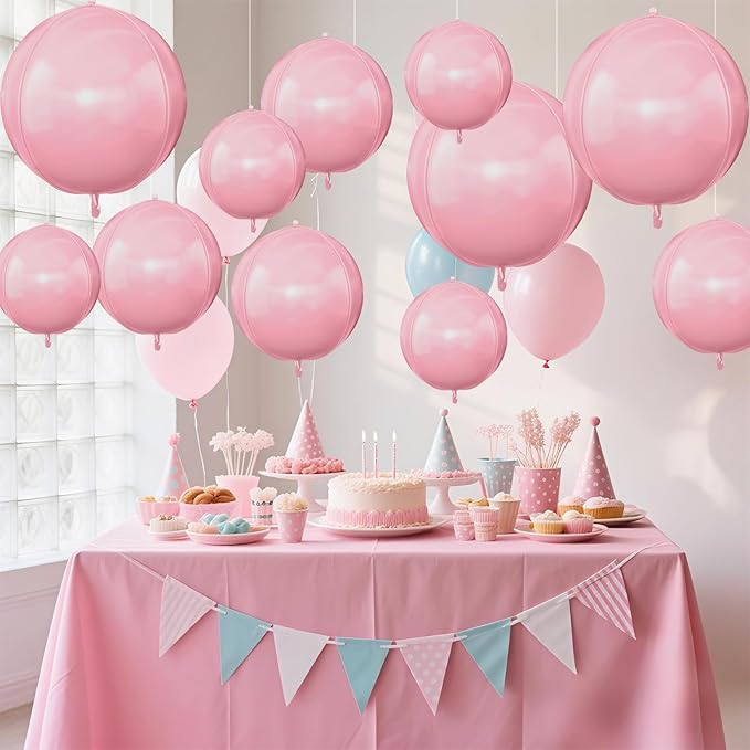 12Pcs Baby Pink Round Foil Balloons, 22" 15" 10" 4D Helium Light Pink Mylar Balloon, Pastel Pink Foil Balloon for Princess Birthday Baby Shower Wedding Anniversary Valentine's Day Party Decoration
