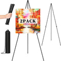 Easel Stand for Sign, 63" Portable Easels Stand for Display, Lightweight Adjustable Tripod Art Easel Stand for Wedding Sign, Black Metal Painting Easel with Portable Bags (2 Pack)