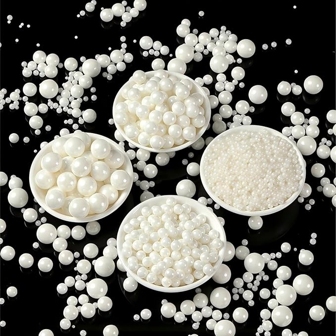 QuirkTech Pearl Sprinkles Mix-sized, 1.1Lb/500g White Edible Pearls for Cake Decorating, Ice Cream Topping Cupcake Toppers Cookie Wedding Shower Party