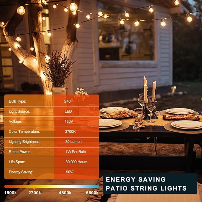 Kawaya String Lights for Outside,150FT LED Outdoor String Lights Waterproof Patio Lights with 72+3 Shatterproof Edison Globe Bulbs, Connectable Hanging Lights for Balcony Bistro Backyard Porch