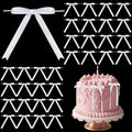 Riceshoot 50 Pcs Twist Tie Bows for Cake 3x4.5 Inch Satin Ribbon Bows for Gift Wrapping Treat Bags Craft DIY Wedding Baby Shower Birthday Party(White)