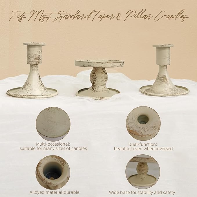 Extrogif Unity Pillar Candles for Wedding Ceremony Set - 3 Wedding Candles Unity Set with Holders – Rustic Farmhouse Style for Religious Ceremony, Anniversaries