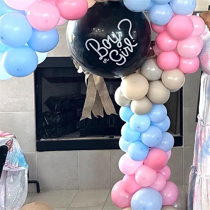 Pink and Blue Balloons Set, 35 Pack Pastel Pale Blue Pink Confetti Latex Balloons, 12 Inch Light Blue Pink Balloon Kit for Boy or Girl Gender Reveal Party Birthday Baby Bridal Shower Party Decorations