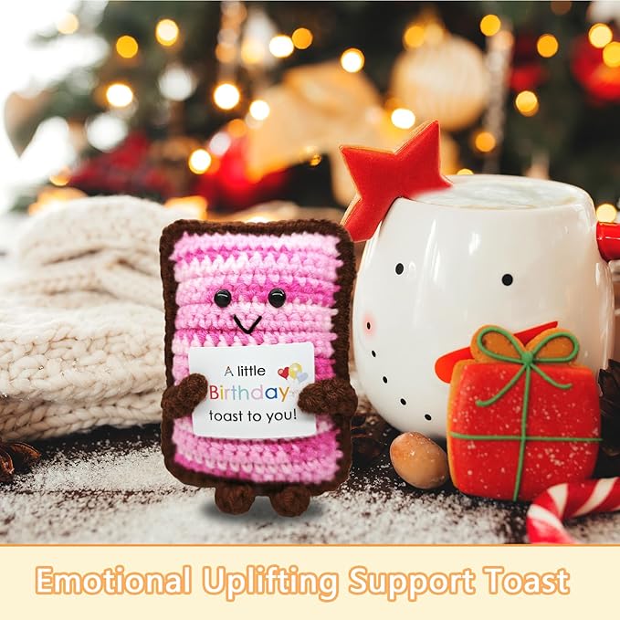 Handmade Crochet Toast Bread-Adorable Gift for Food Lovers!Birthday Present for Bakers & Breakfast Enthusiasts,Cozy Emotional Support Gift,Custom Crochet Doll for Men and Women Who Love Bread