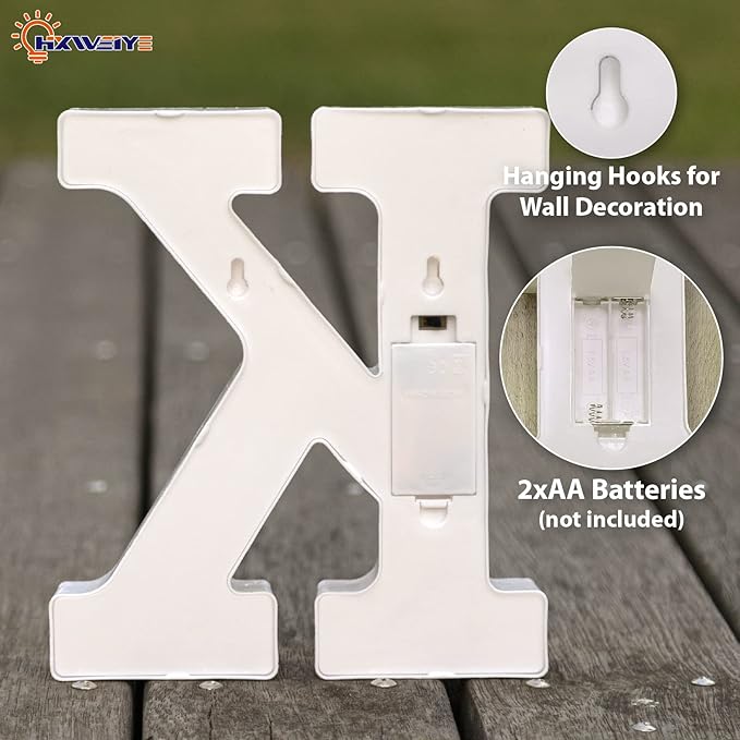 HXWEIYE LED Marquee Lights Sign - 36 Big Lights Letters (Alphabet & Numbers) for Party, Birthday, Bar, Christmas. Warm White, Battery Powered