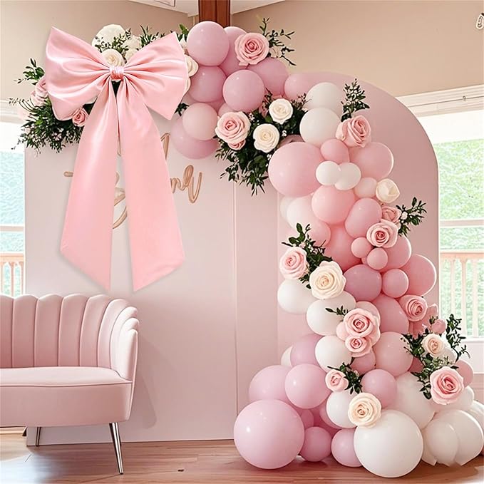 Large Pink Bow for Decorations Big Pink Ribbon Bows Banner Décor Large Bow Wall Hanging Decor for Baby Shower Bow Themed Wedding Party Coquette Birthday Decorations
