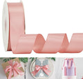 HUIHUANG Rose Pink Satin Ribbon - 1.5 inch Double Face, 50 Yards - Blush Pink Polyester Silk for Floral Bouquet, Wedding Invitations, Crafts, Gift Wrapping, Bows, Sewing, Party Decor