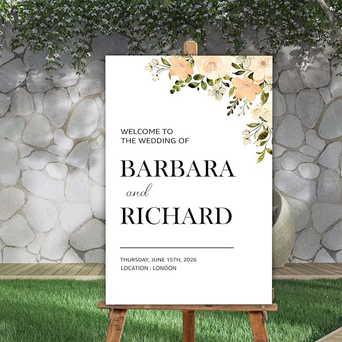 Foliage Editable Wedding Welcome Sign, Party Entrance Template, Printable Welcome Board for Reception or Ceremony