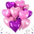12 Pcs Heart Balloons, 18 inch Pink Heart Shaped Balloon, Big Helium Foil Hot Pink Balloons for Wedding Baby Shower Anniversary Backdrop Valentine Women Girl Party Decoration