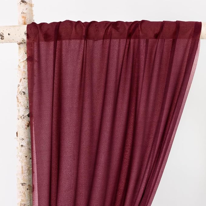 MLMW Christmas Wedding Arch Draping Fabric 2 Panels 29" x 20Ft Burgundy Sheer Wedding Arch Backdrop Drapes Outdoor Curtain for Ceremony Party Background Ceiling Decor