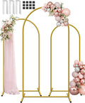 HEMMOTOP Metal Arch Backdrop Stand, Set of 3 (7.2ft / 6.6ft / 6ft) Wedding Arch Stand for Party, Birthday, Baby Shower - Background Arched Frame for Garden Decor, Gold Flower Arches Stands, 3 Pieces