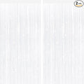 2 Pack White Metallic Tinsel Foil Fringe Curtains, Door Streamers Photo Booth Backdrop for Birthday Party, Tinsel Curtain Backdrop for Baby Shower Bachelorette Christmas Party Decorations