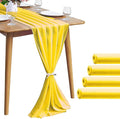 5 Pack 10Ft Chiffon Yellow Table Runner Sheer 29x120 Inch for Romantic Wedding Decor Bridal & Baby Shower Birthday Rustic Party Decoration