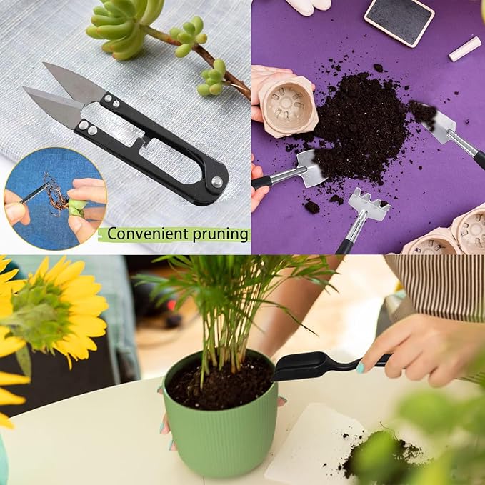 Bonsai Tools Set for Beginners, Bonsai Tree Kit with Training Wire, Scissors, Pruning Shears, Repotting Kit, Indoor Plant Tools Starter Kit (Orange)