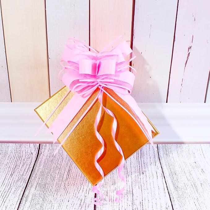 WEWILUCK Pink Pull Bows for Presents - 15PCS 6 Inch Gift Bows for Gift Baskets, Flower Paper Wrapping, Ideal for Women, Party, Valentines Day, and More