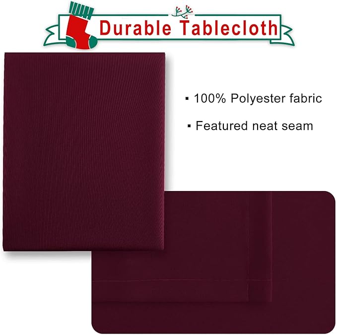 Hiasan Square Tablecloth - Spillproof and Waterproof Washable Table Cloth for Dining Room Kitchen Birthday Party, Burgundy, 54 x 54 Inch