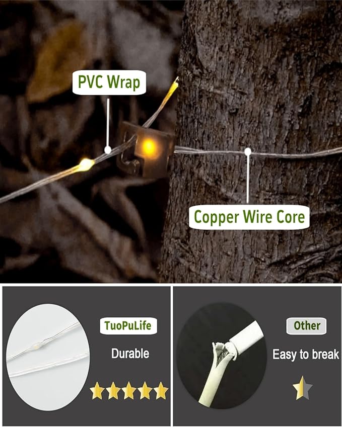 Solar Camping String Lights, 32.8FT Fairy String Lights 130LEDs, 4 In 1 Portable Waterproof Camp Lamp with 8 Mode, Hanging Rechargeable Tent Lantern for Awning Garden Yard Party Christmas Decorations